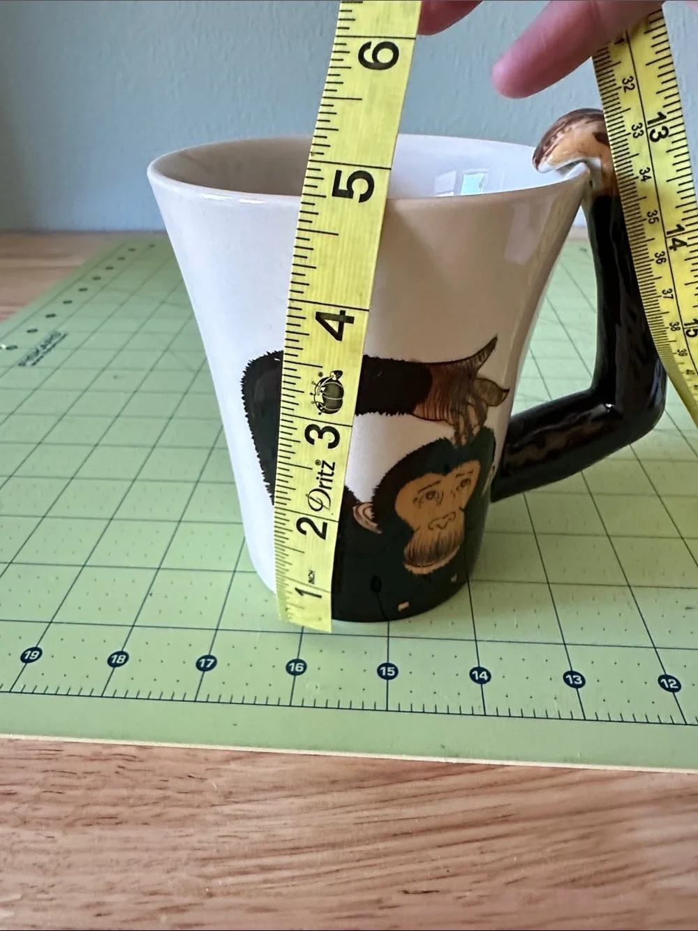 Pier 1 Novelty Monkey Handle Ceramic Coffee Mug - Brown & White